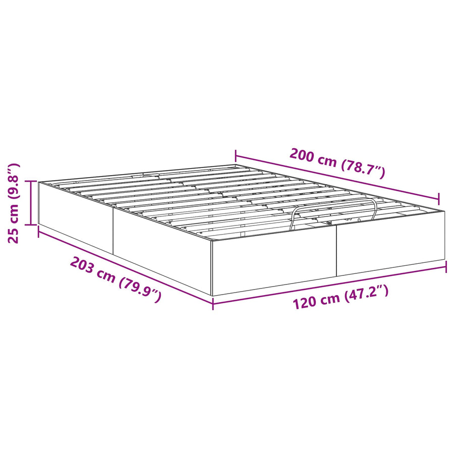 Ottoman Bedframe Oudhout 193 x 120 x 25 cm Spaanplaat