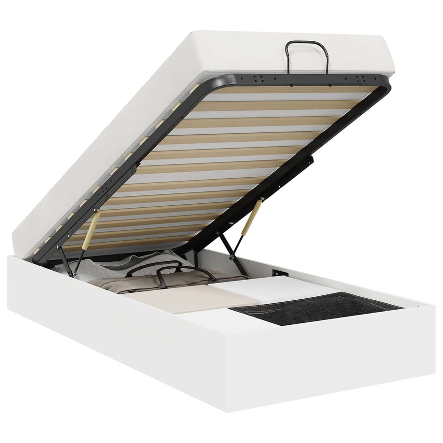 Ottoman Bedframe met opslag Wit 193 x 120 x 25 cm Spaanplaat