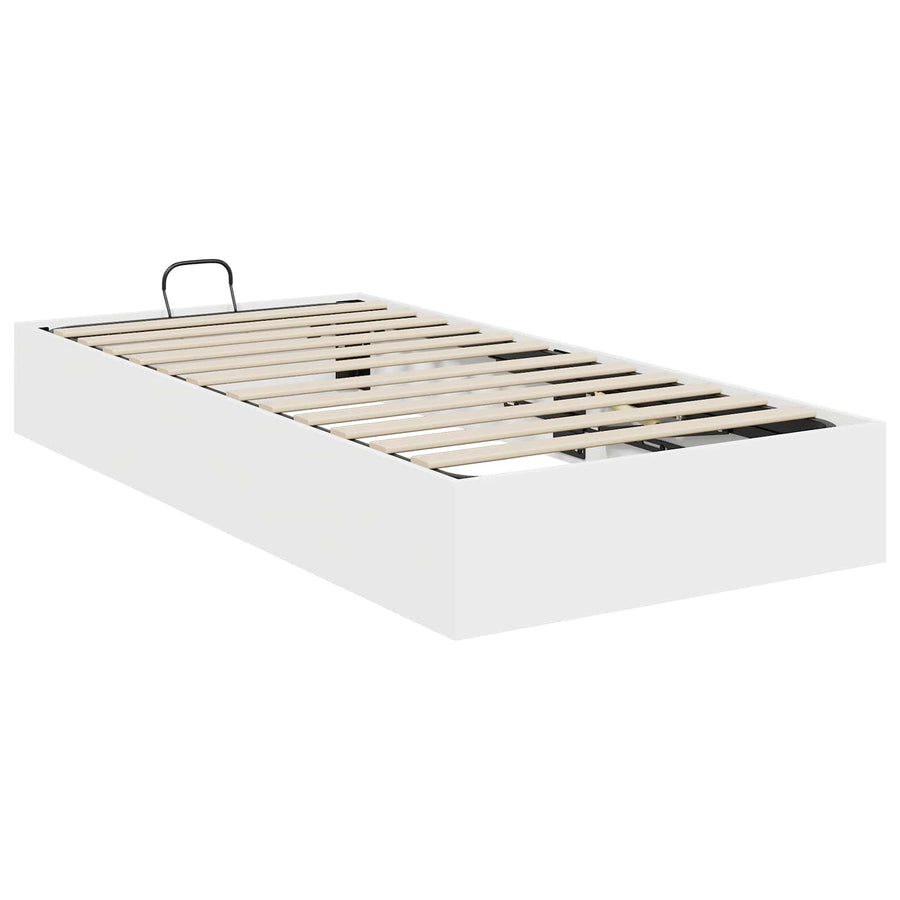 Ottoman Bedframe met opslag Wit 193 x 120 x 25 cm Spaanplaat