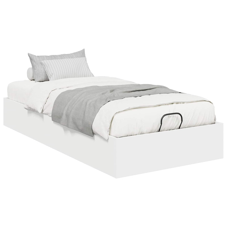 Ottoman Bedframe met opslag Wit 193 x 120 x 25 cm Spaanplaat