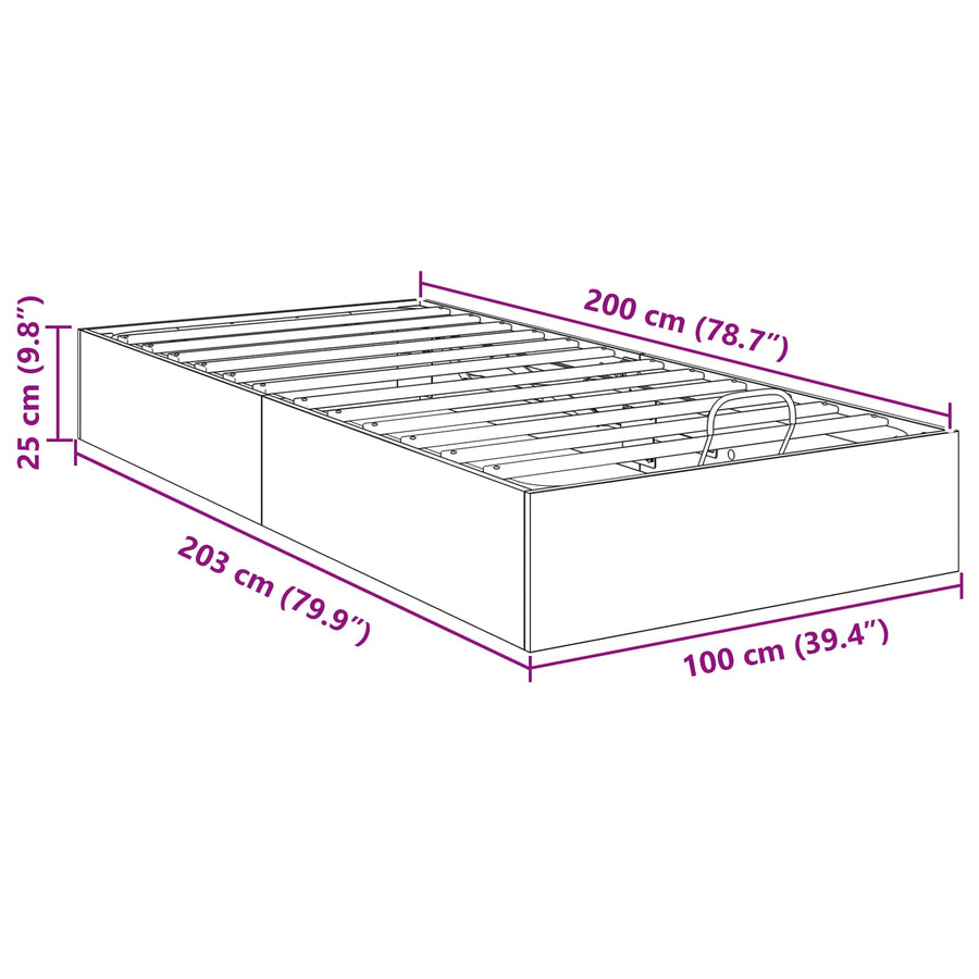 Ottoman Bedframe met opslag Wit 193 x 120 x 25 cm Spaanplaat