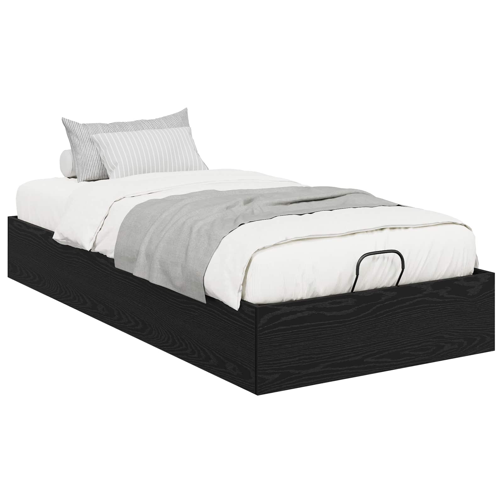 Ottoman Bedframe Zwart Eiken 193 x 120 x 25 cm Spaanplaat