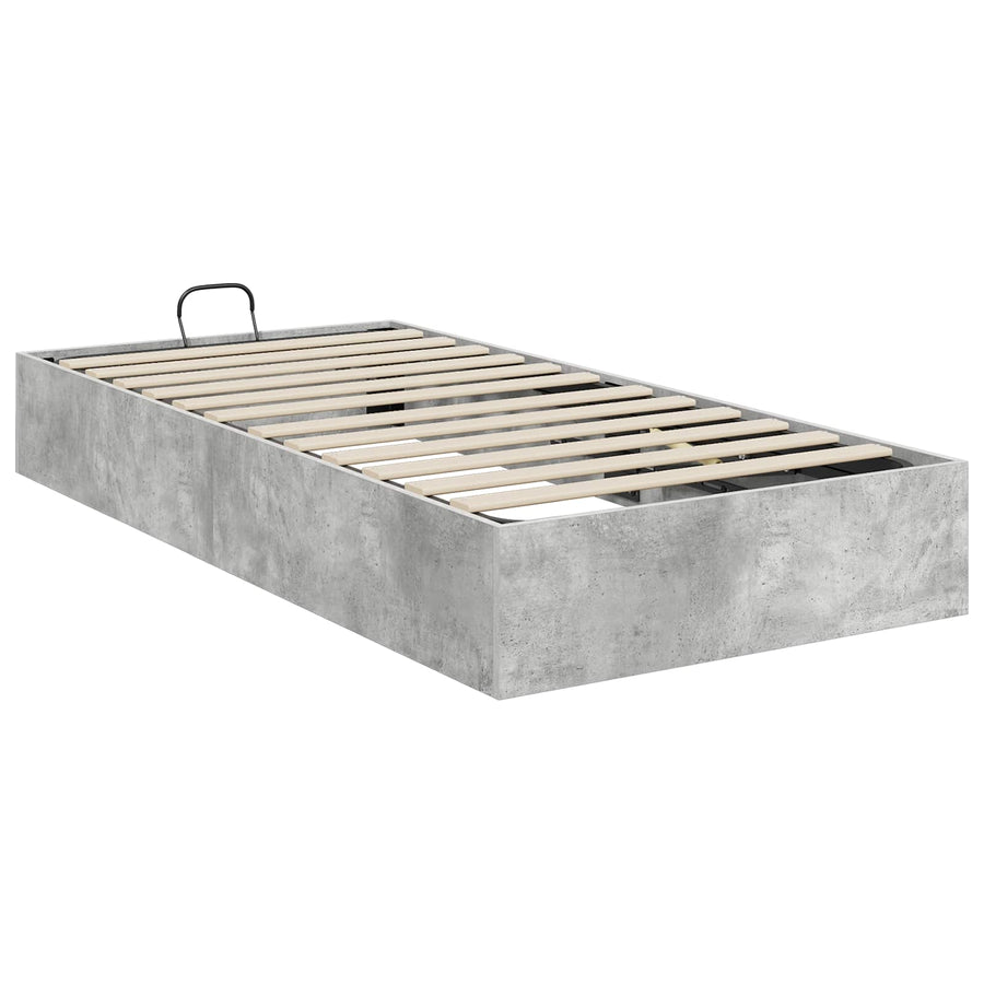 Ottoman Bedframe met opslag Beton 193 x 120 x 25 cm Spaanplaat