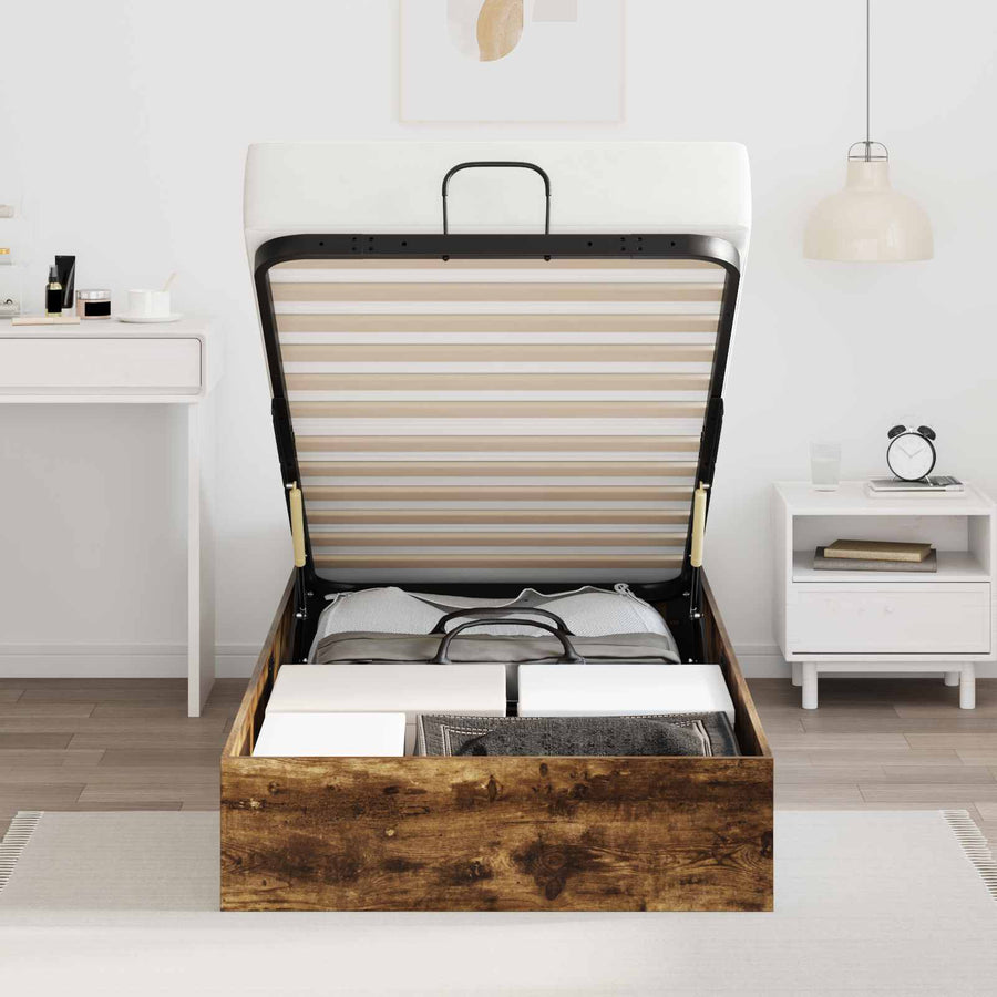Ottoman Bedframe Gerookt eiken 193 x 120 x 25 cm Spaanplaat
