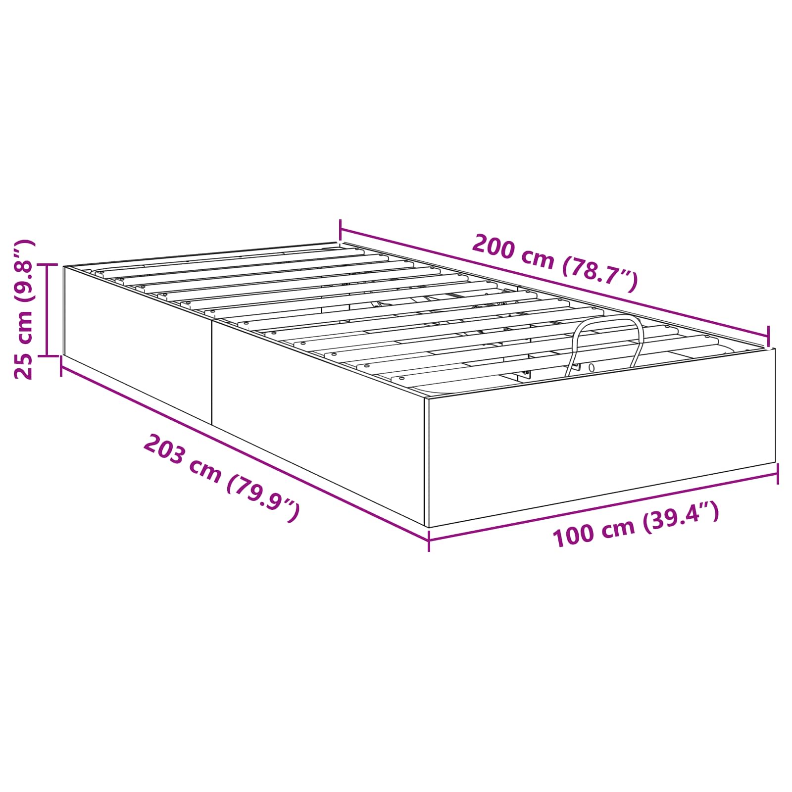 Ottoman Bedframe Gerookt eiken 193 x 120 x 25 cm Spaanplaat