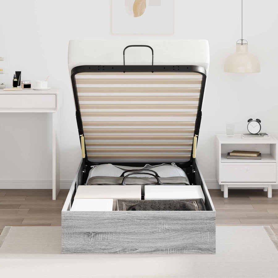 Ottoman Bedframe Grijs Sonoma 193 x 120 x 25 cm Spaanplaat