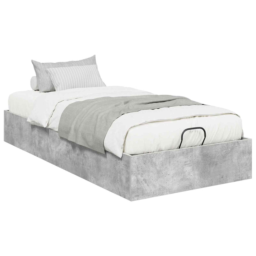 Ottoman Bedframe met opslag Beton 193 x 120 x 25 cm Spaanplaat
