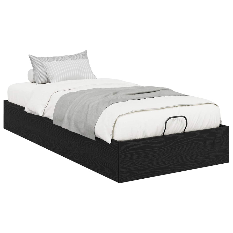 Ottoman Bedframe Zwart Eiken 193 x 120 x 25 cm Spaanplaat