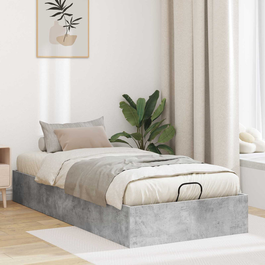 Ottoman Bedframe met opslag Beton 193 x 120 x 25 cm Spaanplaat