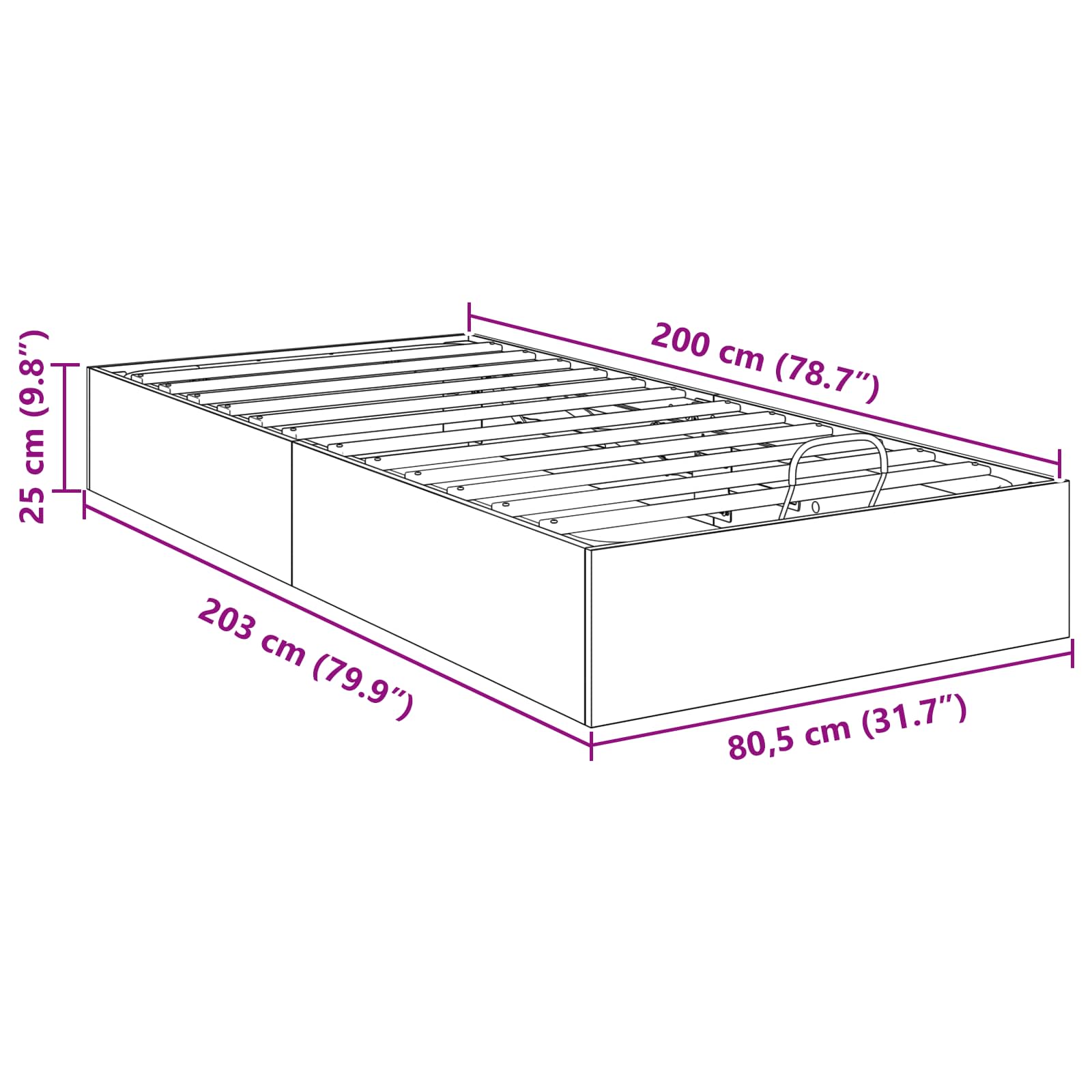 Ottoman Bedframe Grijs Sonoma 193 x 120 x 25 cm Spaanplaat