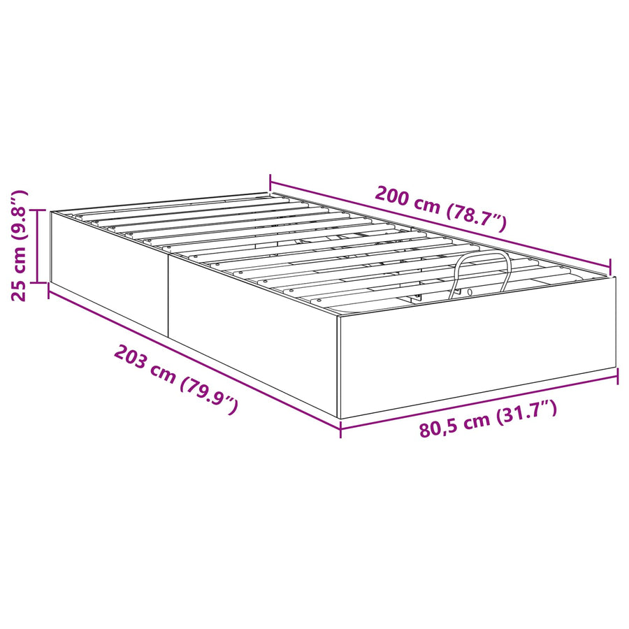 Ottoman Bedframe Ambachtelijk eiken 193 x 120 x 25 cm