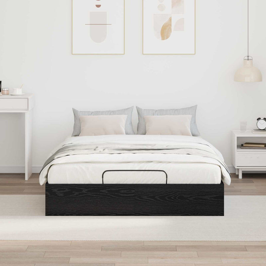 Ottoman Bedframe Zwart Eiken 193 x 120 x 25 cm Spaanplaat