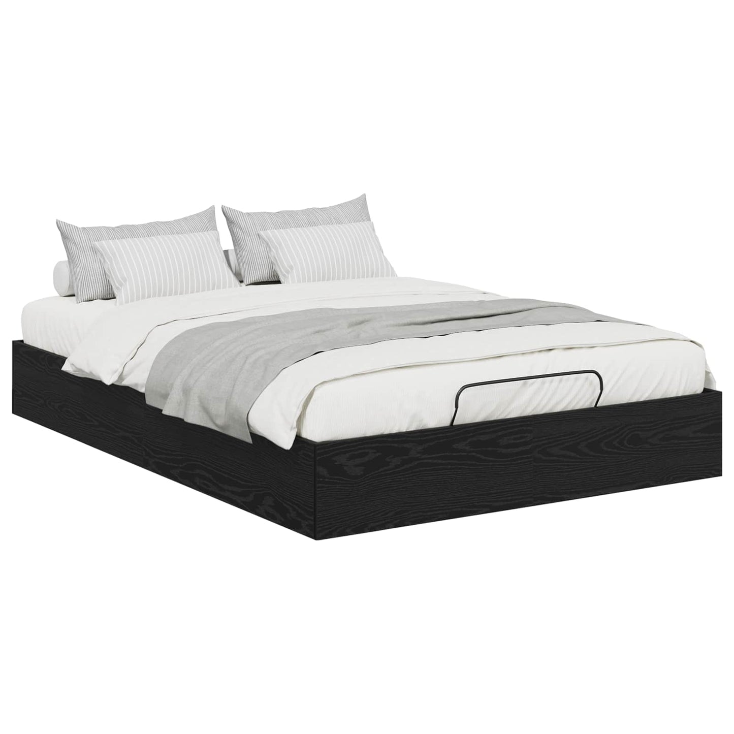 Ottoman Bedframe Zwart Eiken 193 x 120 x 25 cm Spaanplaat