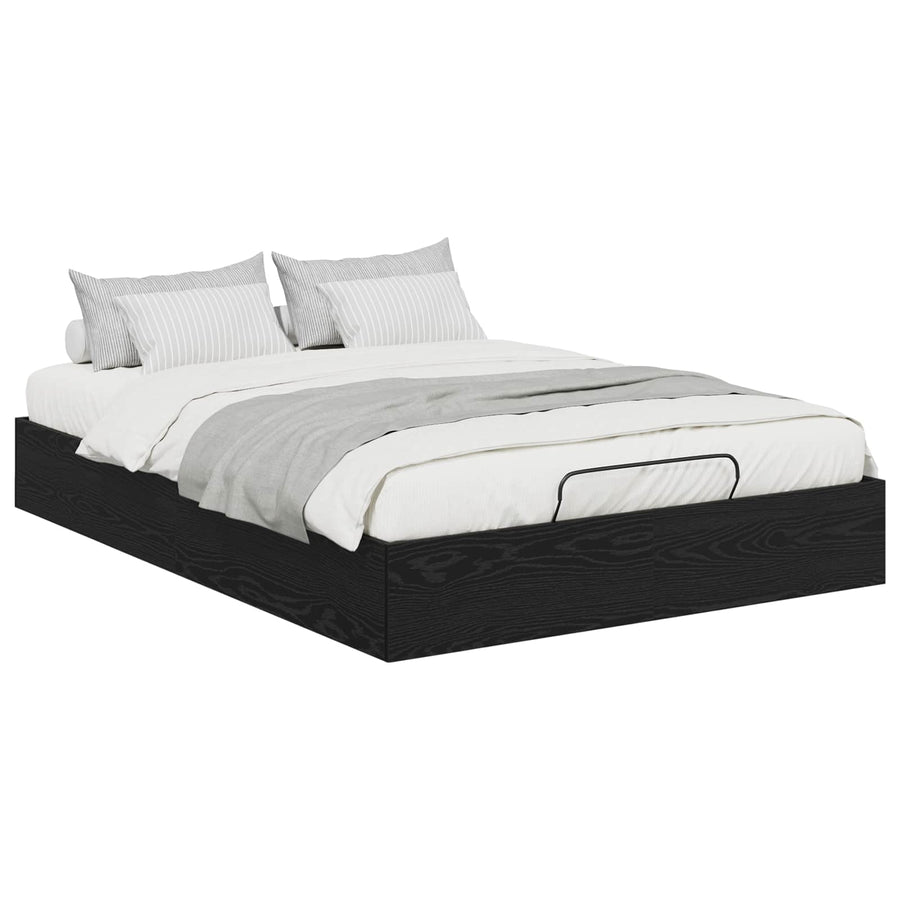 Ottoman Bedframe Zwart Eiken 193 x 120 x 25 cm Spaanplaat