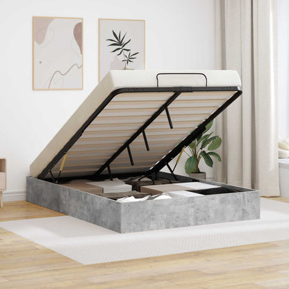 Ottoman Bedframe met opslag Beton 193 x 120 x 25 cm Spaanplaat