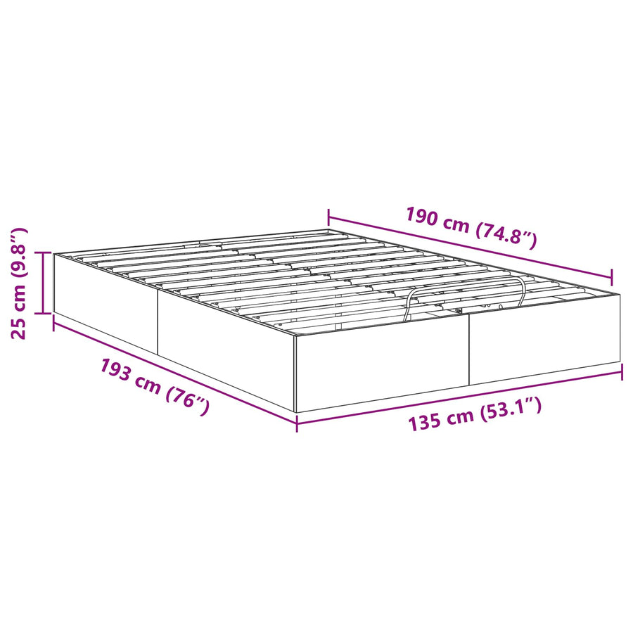 Ottoman Bedframe Ambachtelijk eiken 193 x 120 x 25 cm