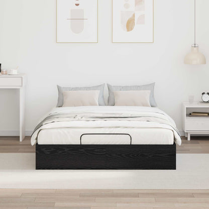 Ottoman Bedframe Zwart Eiken 193 x 120 x 25 cm Spaanplaat
