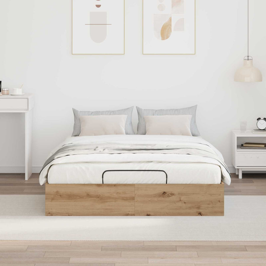 Ottoman Bedframe Ambachtelijk eiken 193 x 120 x 25 cm