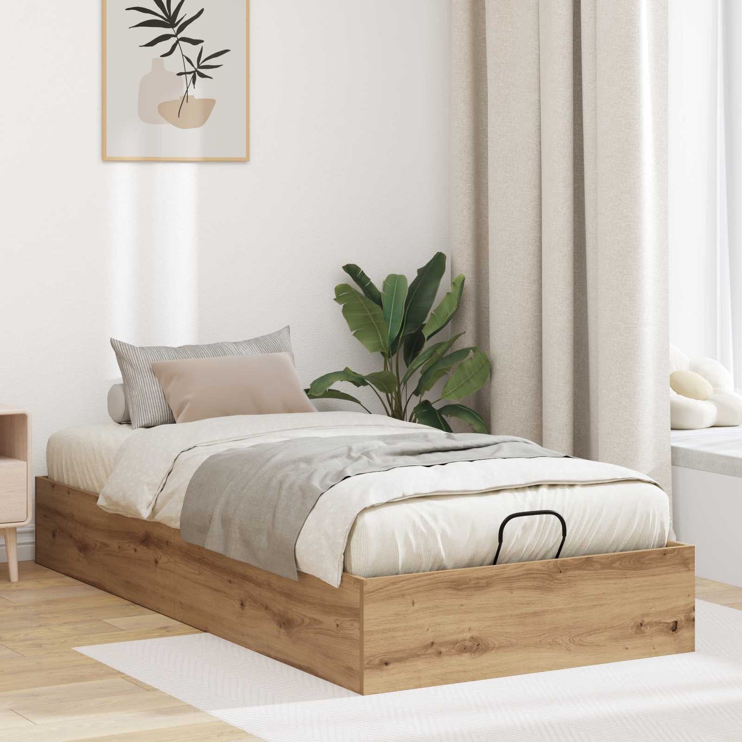 Ottoman Bedframe Ambachtelijk eiken 193 x 120 x 25 cm