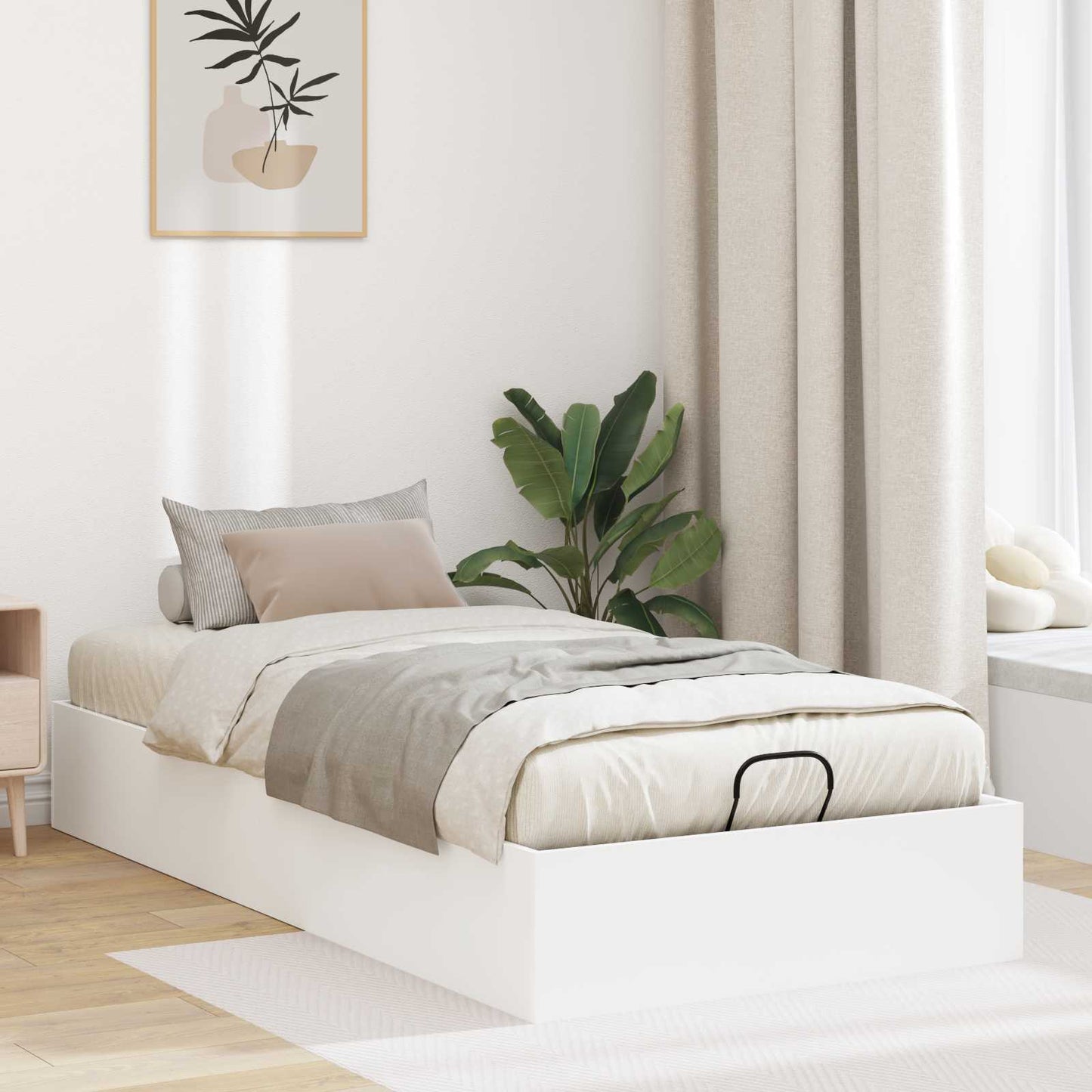 Ottoman Bedframe met opslag Wit 193 x 120 x 25 cm Spaanplaat