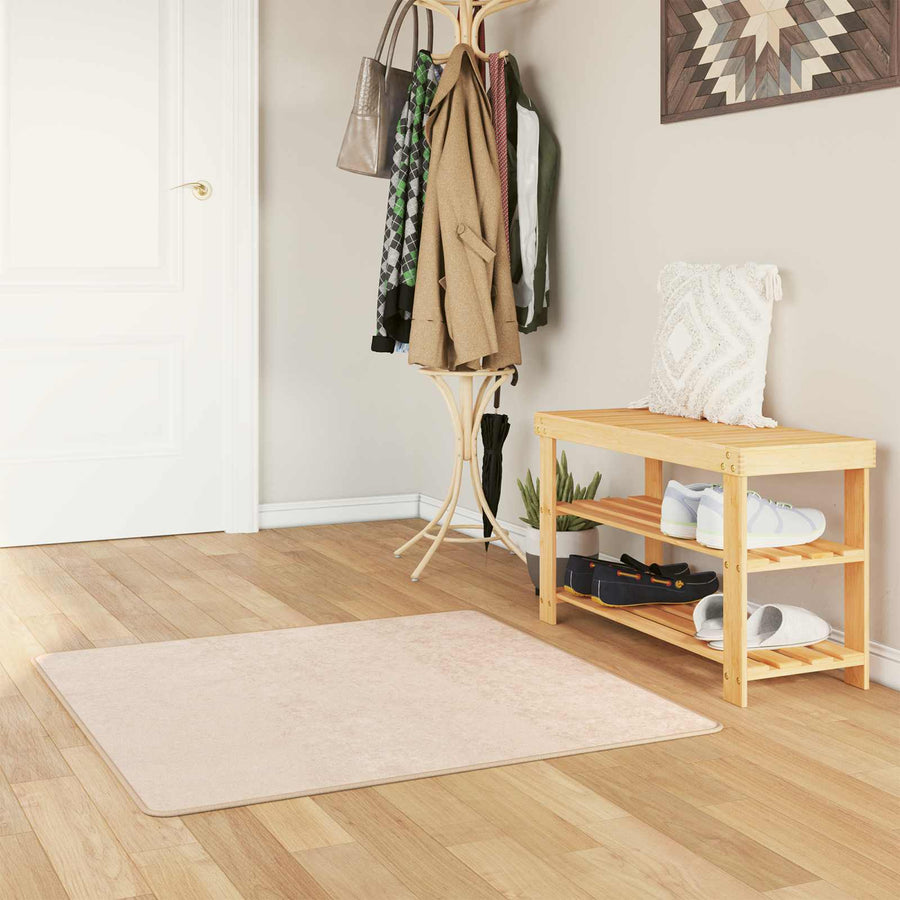 Vloerkleed Print Crème 100 x 100 cm Polyester en PVC