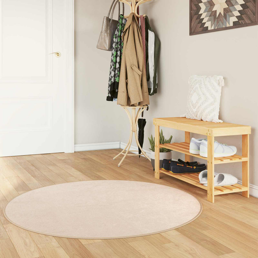 Vloerkleed Print Crème Ø 120 cm Polyester en PVC