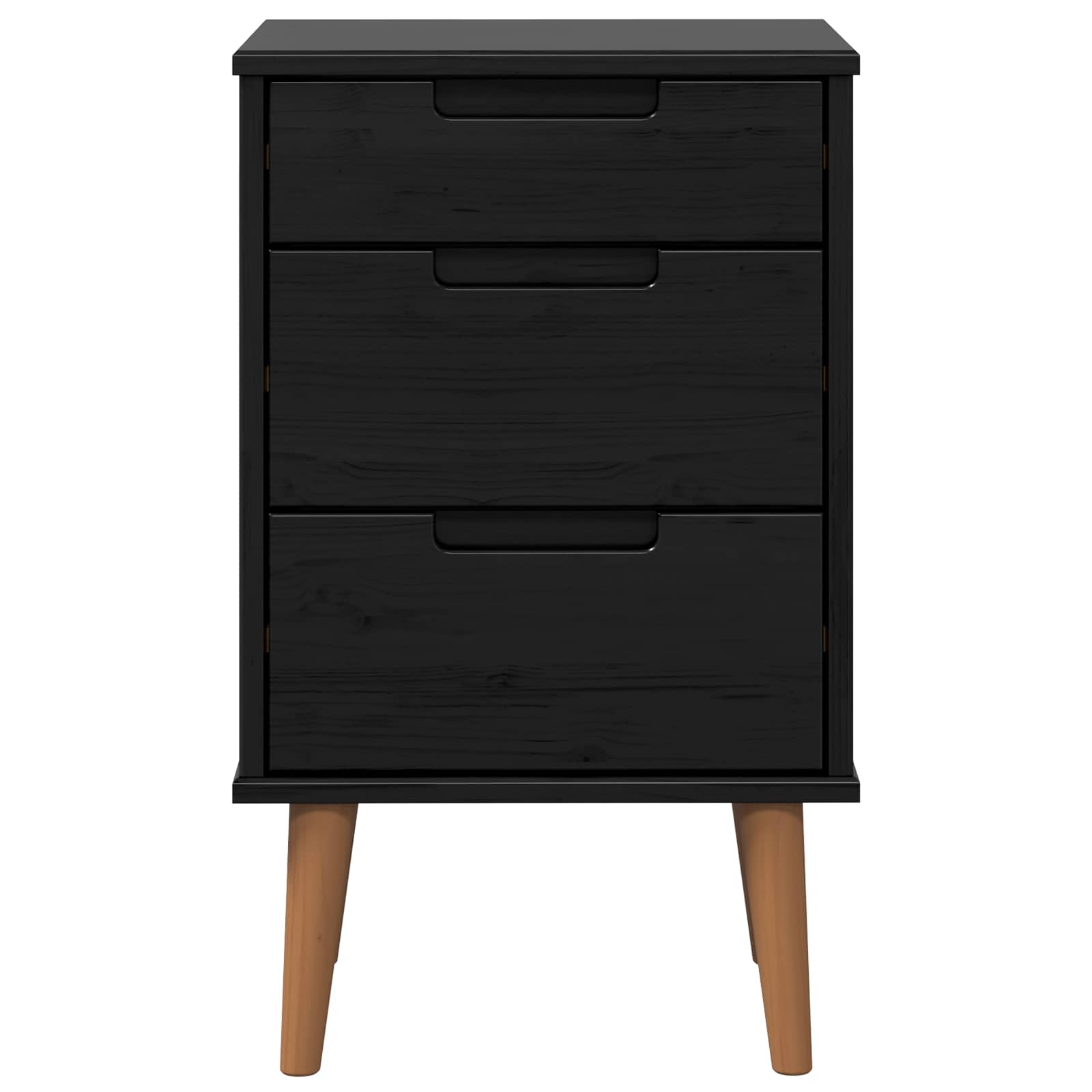Nachtkastje met lade Zwart 40 x 35 x 65 cm Massief grenenhout