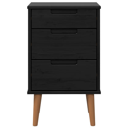 Nachtkastje met lade Zwart 40 x 35 x 65 cm Massief grenenhout