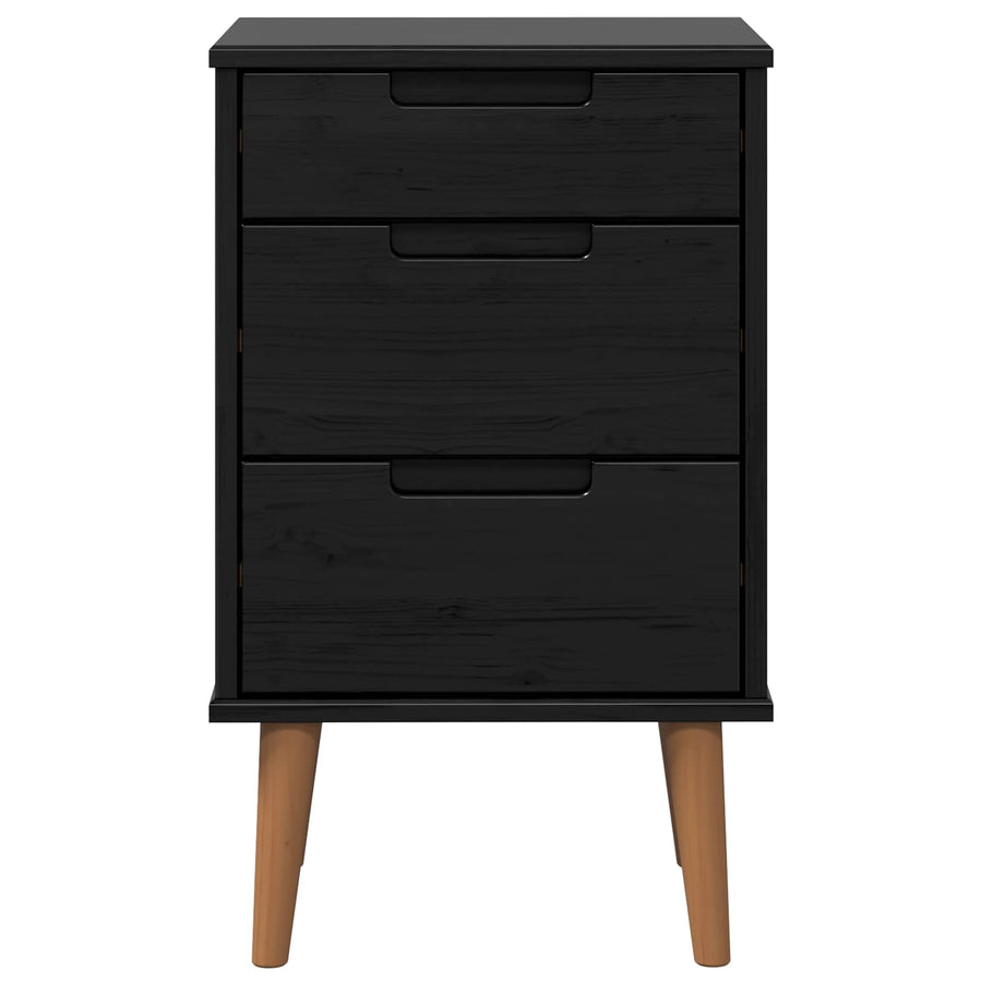 Nachtkastje met lade Zwart 40 x 35 x 65 cm Massief grenenhout