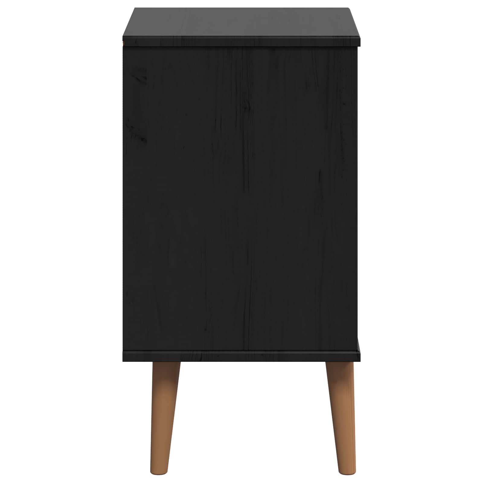 Nachtkastje met lade Zwart 40 x 35 x 65 cm Massief grenenhout
