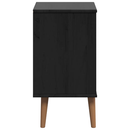 Nachtkastje met lade Zwart 40 x 35 x 65 cm Massief grenenhout