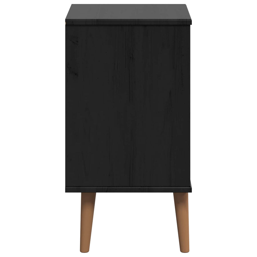 Nachtkastje met lade Zwart 40 x 35 x 65 cm Massief grenenhout
