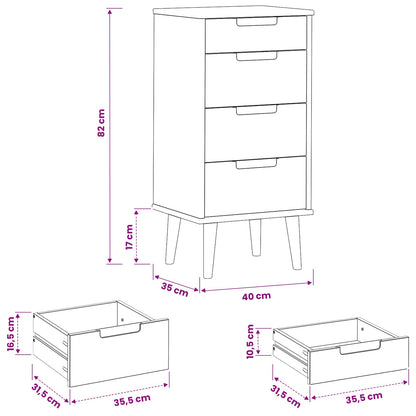 Ladekast MOLDE Caramel 40 x 35 x 82 cm Massief grenenhout