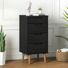 Ladekast MOLDE Zwart 40 x 35 x 82 cm Massief grenenhout