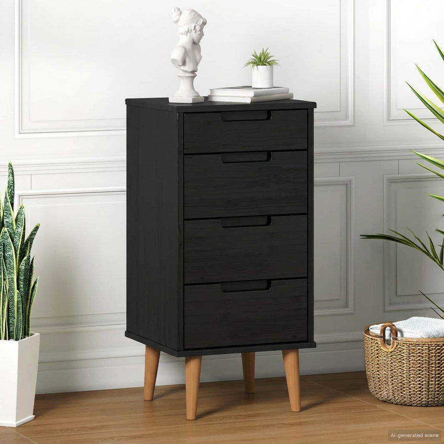 Ladekast MOLDE Zwart 40 x 35 x 82 cm Massief grenenhout