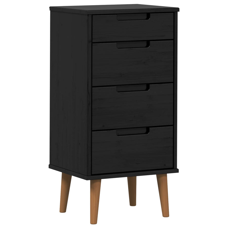 Ladekast MOLDE Zwart 40 x 35 x 82 cm Massief grenenhout
