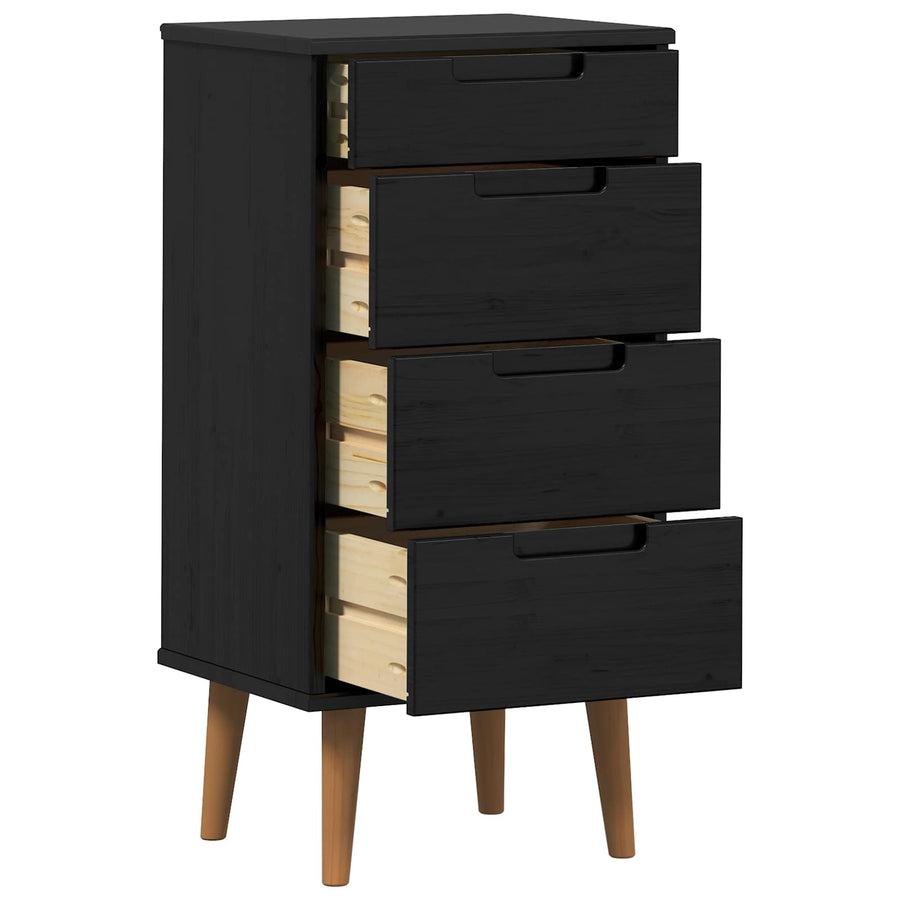 Ladekast MOLDE Zwart 40 x 35 x 82 cm Massief grenenhout