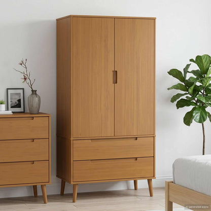 Kledingkast MOLDE Caramel 90 x 55 x 175 cm Massief grenenhout