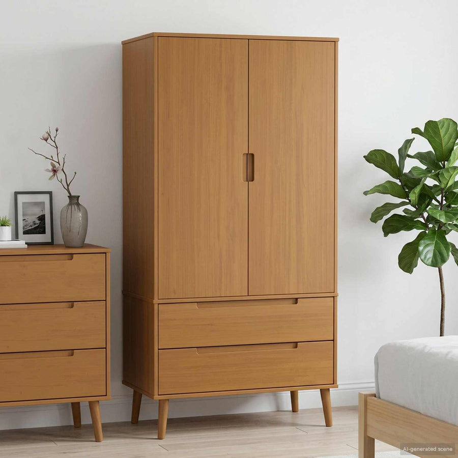 Kledingkast MOLDE Caramel 90 x 55 x 175 cm Massief grenenhout