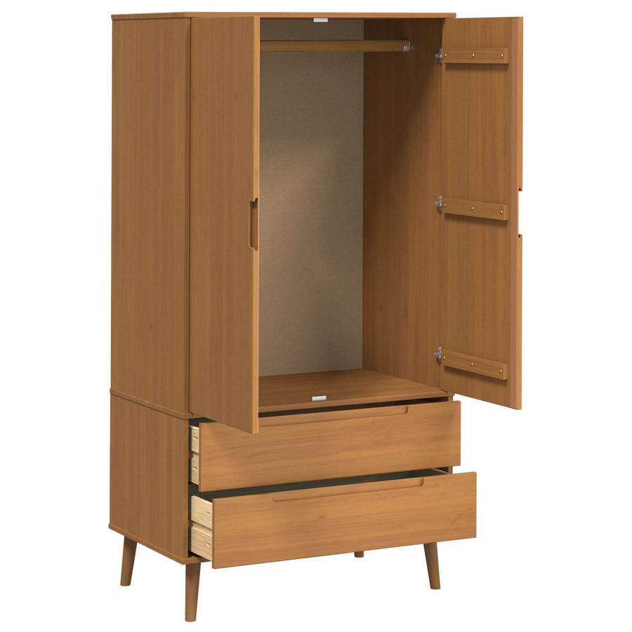 Kledingkast MOLDE Caramel 90 x 55 x 175 cm Massief grenenhout