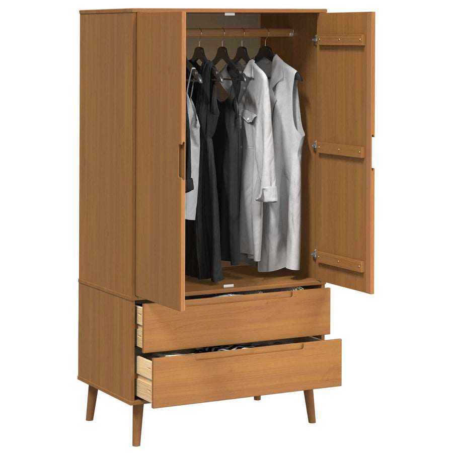 Kledingkast MOLDE Caramel 90 x 55 x 175 cm Massief grenenhout