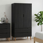 Kledingkast MOLDE Zwart 90 x 55 x 175 cm Massief grenenhout