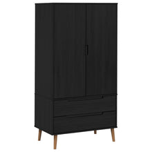 Kledingkast MOLDE Zwart 90 x 55 x 175 cm Massief grenenhout