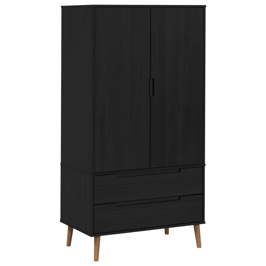 Kledingkast MOLDE Zwart 90 x 55 x 175 cm Massief grenenhout