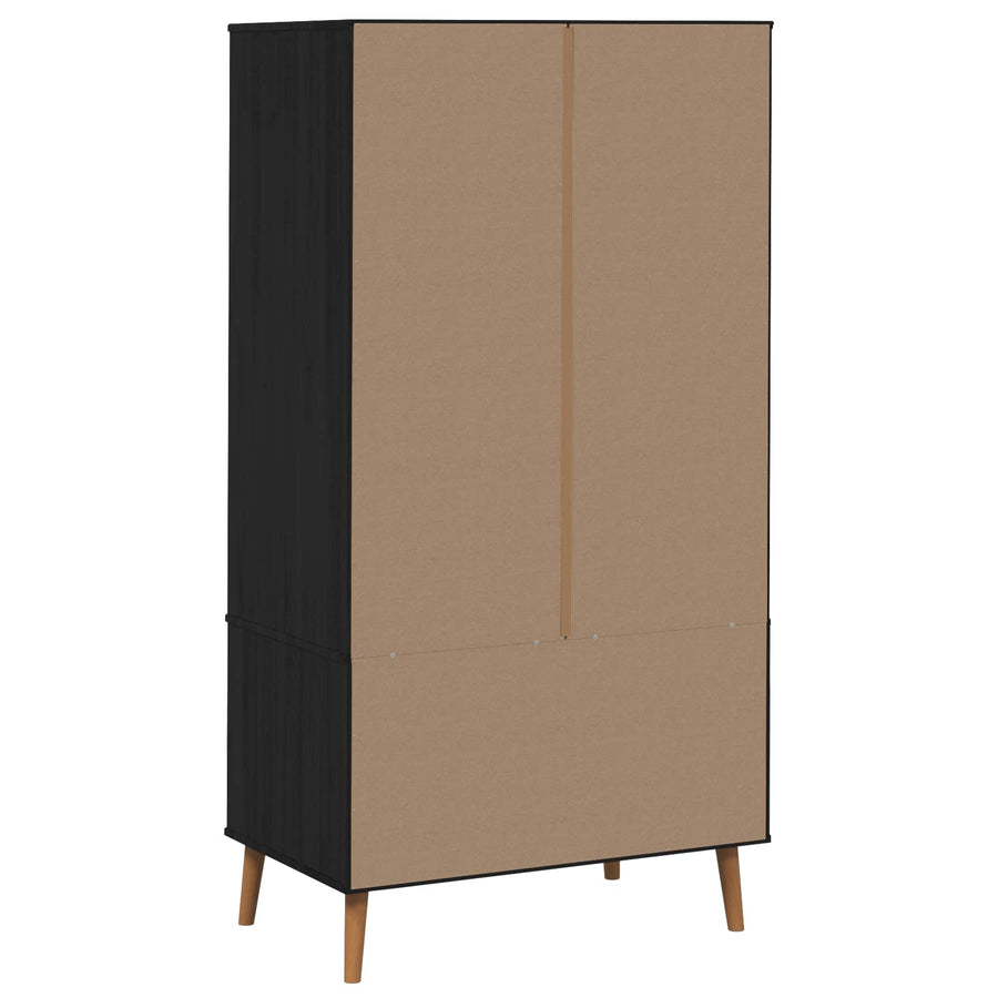 Kledingkast MOLDE Zwart 90 x 55 x 175 cm Massief grenenhout