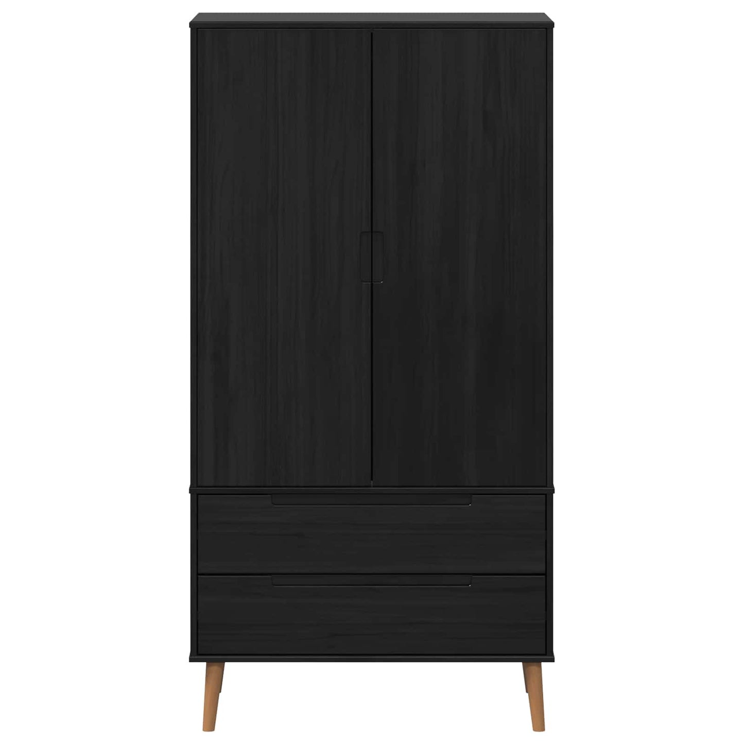 Kledingkast MOLDE Zwart 90 x 55 x 175 cm Massief grenenhout