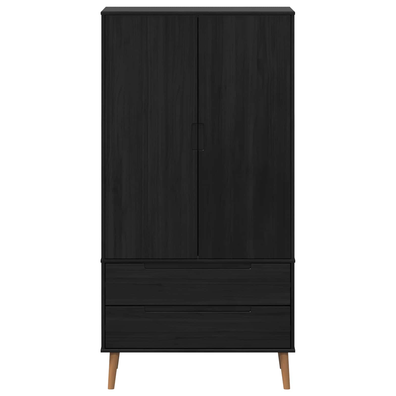 Kledingkast MOLDE Zwart 90 x 55 x 175 cm Massief grenenhout