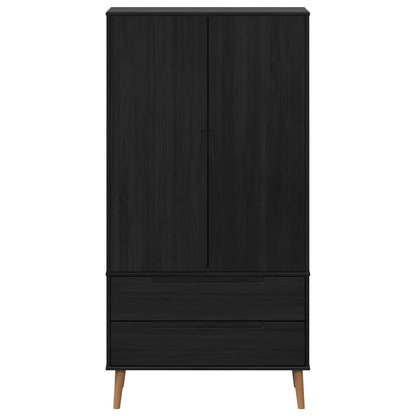 Kledingkast MOLDE Zwart 90 x 55 x 175 cm Massief grenenhout