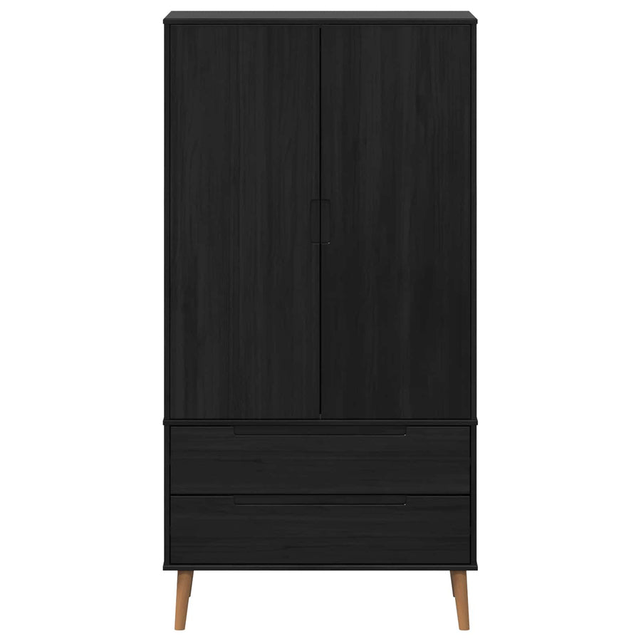 Kledingkast MOLDE Zwart 90 x 55 x 175 cm Massief grenenhout