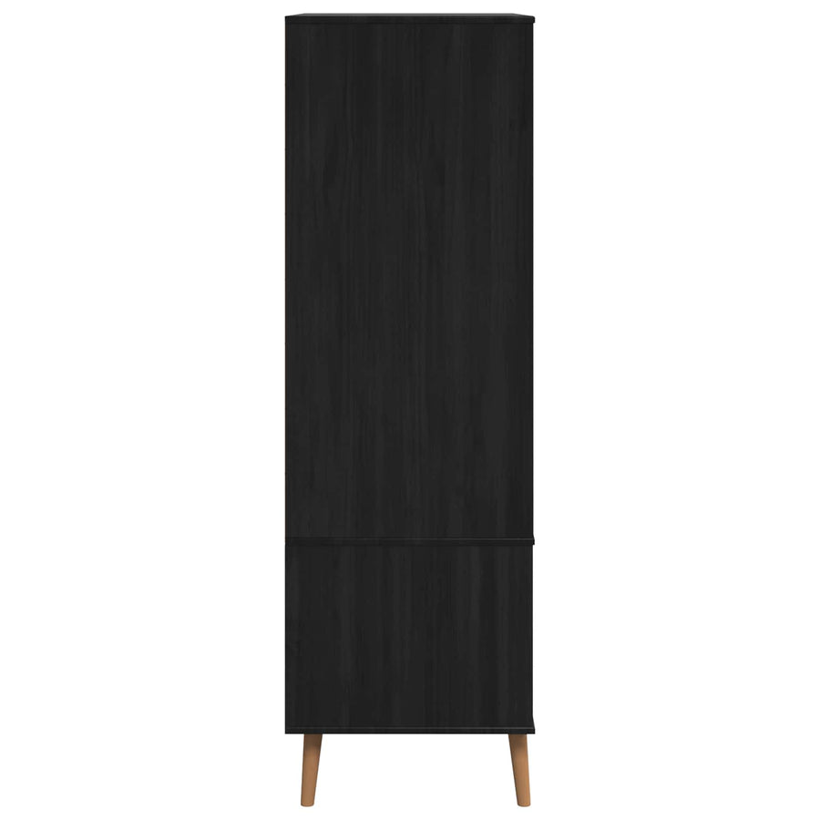 Kledingkast MOLDE Zwart 90 x 55 x 175 cm Massief grenenhout